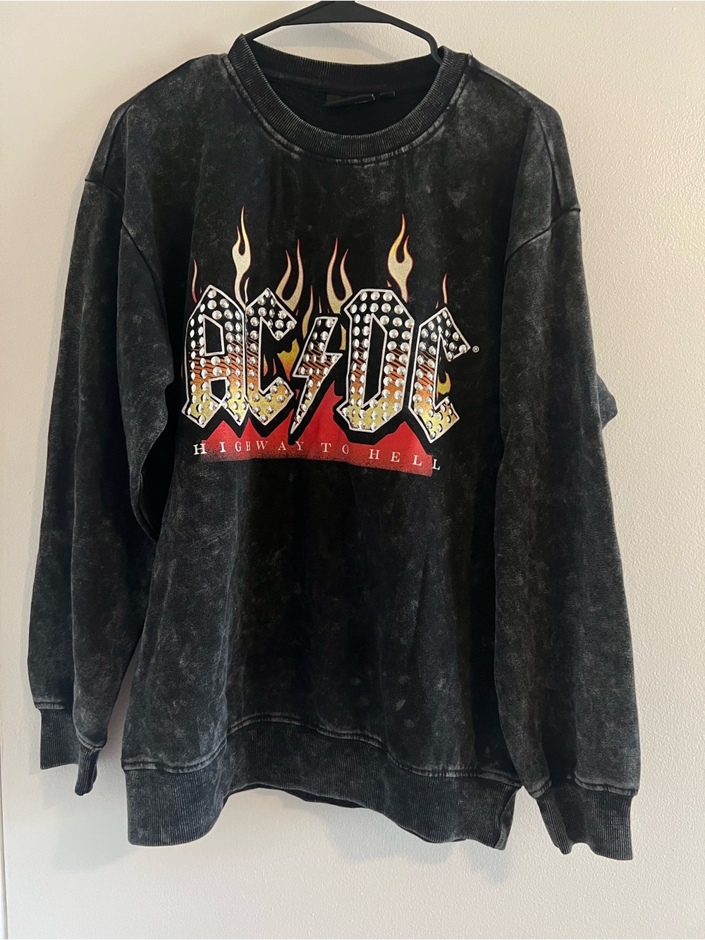 Ladies AC/DC Highway To Hell Sweater Washed Gray